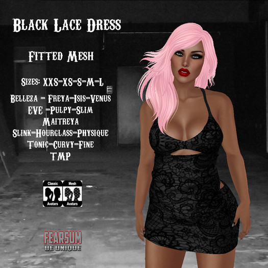 [[F] Violet Dress - Black Lace - System & Fitmesh