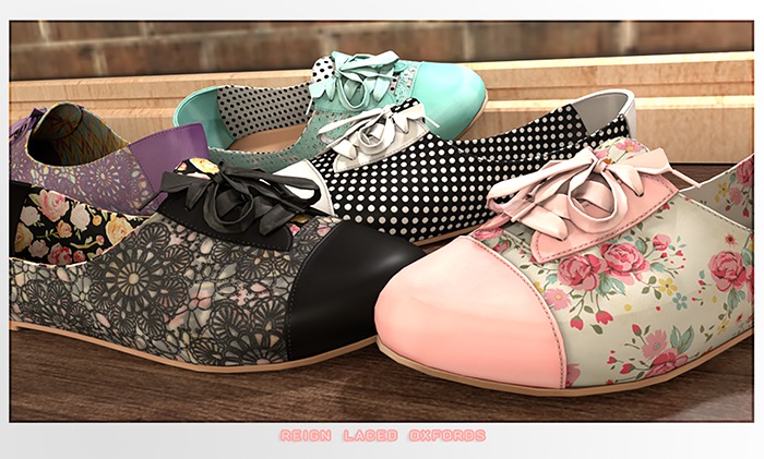 REIGN.- LACED OXFORDS- CUSTOMIZATION PACK- FATPACK, MAITREYA, BELLEZA, SLINK, TMP, TODDLEDOO, UNRIGGED, MESH FLATS