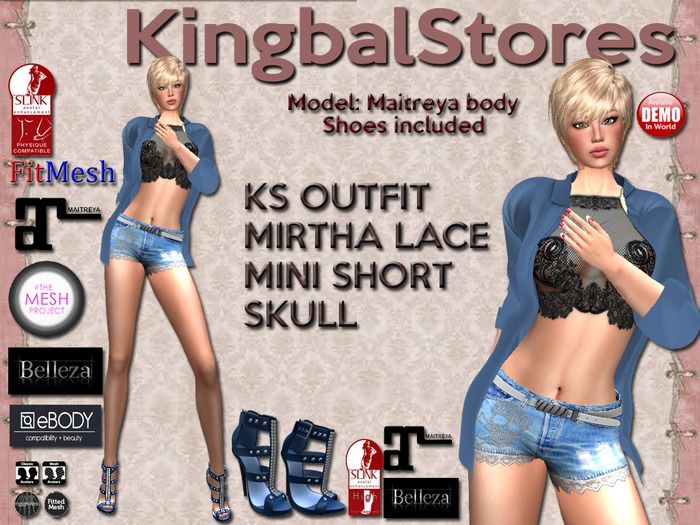 250 KS OUTFIT MIRTHA LACE MINI SHORT SKULL