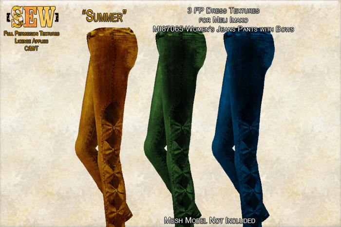 [SEW] FP Tex MI87065 Women's Jeans Pants with Bows Summer