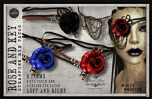 PIXEL BOX - Steampunk Eye Patch Rose and Key -blue red - (b)