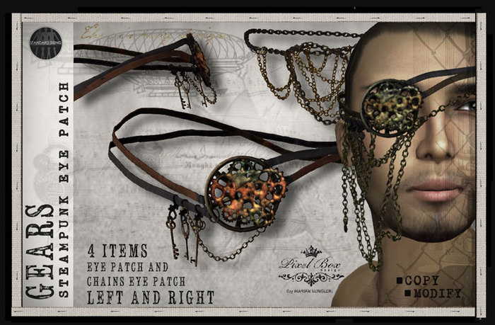 PIXEL BOX - Steampunk Eyes Patch Gears - man -(b)