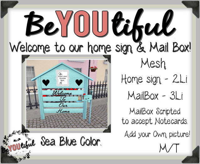 Welcome to our home Sign and MailBox {Sea Blue}