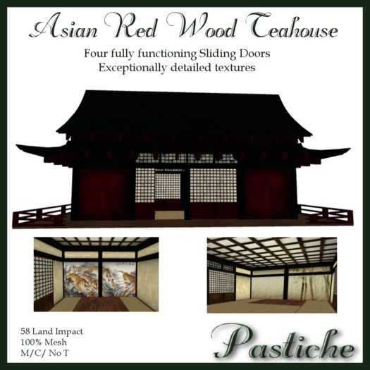 *Pastiche* Asian Red Wood Teahouse [Crated]
