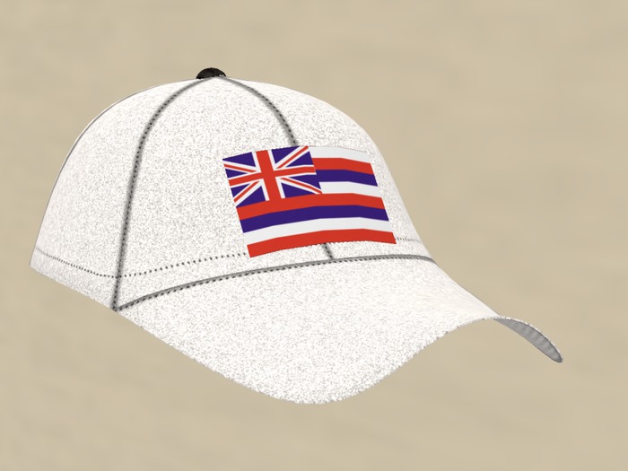 *TusK Baseball Cap White W/ Hawaii Flag, (Boxed)