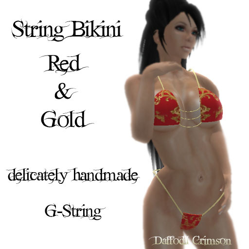 !!DDD!! String Bikini Red & Gold