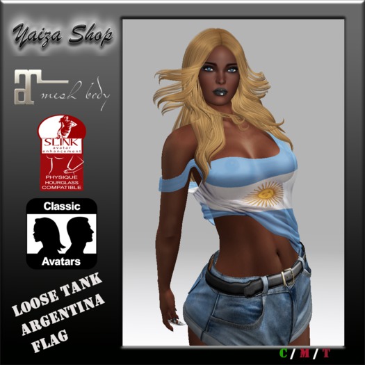 [Yaiza] MESH - Loose-Tank Top (Argentina flag)