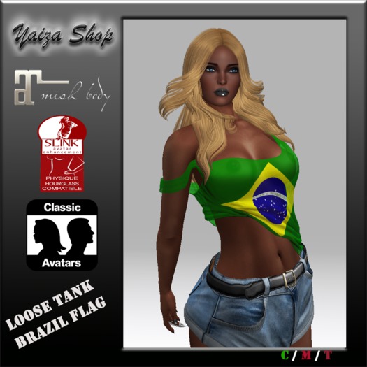 [Yaiza] MESH - Loose-Tank Top (Brazil flag)