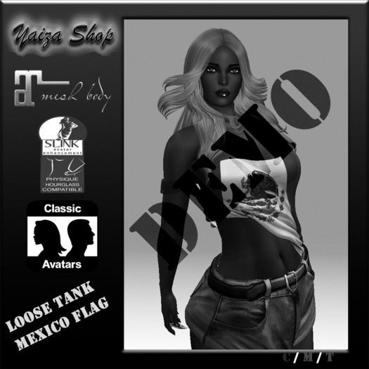 [Yaiza]DEMO MESH - Loose-Tank Top (Mexico flag)