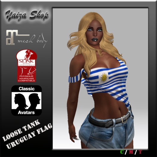 [Yaiza] MESH - Loose-Tank Top (Uruguay flag)