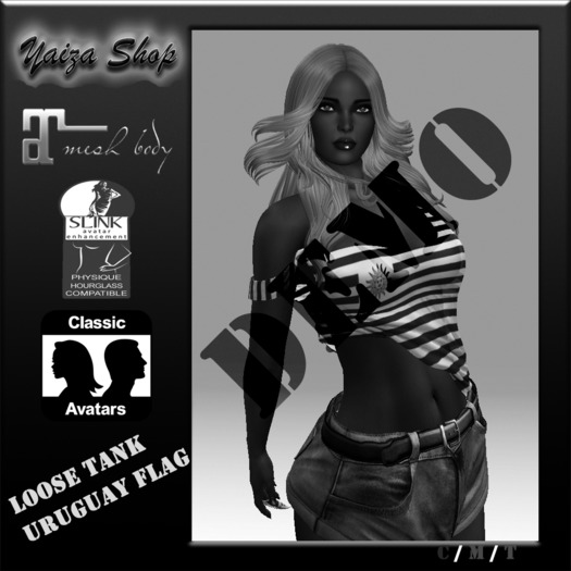 [Yaiza]DEMO MESH - Loose-Tank Top (Uruguay flag)