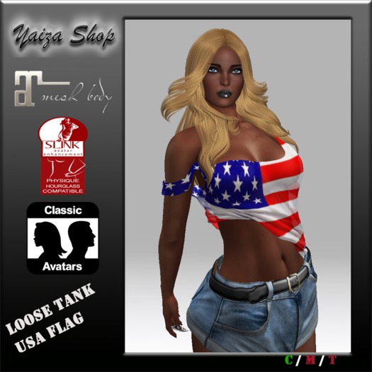 [Yaiza] MESH - Loose-Tank Top (USA flag)