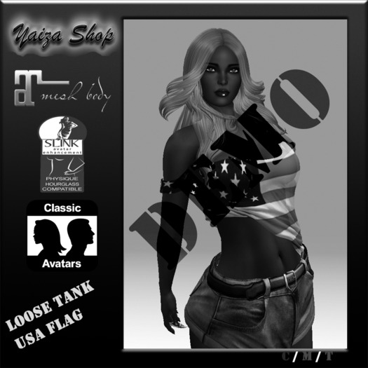 [Yaiza]DEMO MESH - Loose-Tank Top (USA flag)