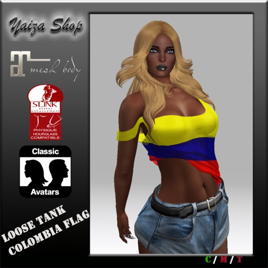 [Yaiza] MESH - Loose-Tank Top (Colombia flag)