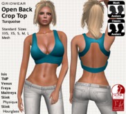 GridWear Open Back Crop Top - Turquoise