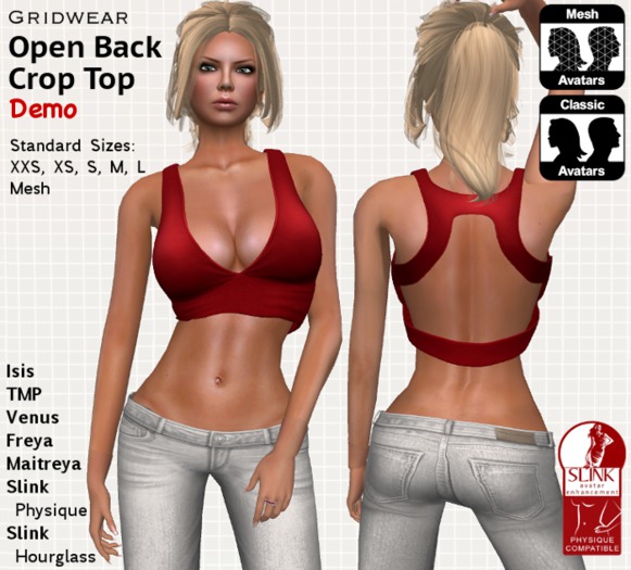 GridWear Open Back Crop Top - DEMO