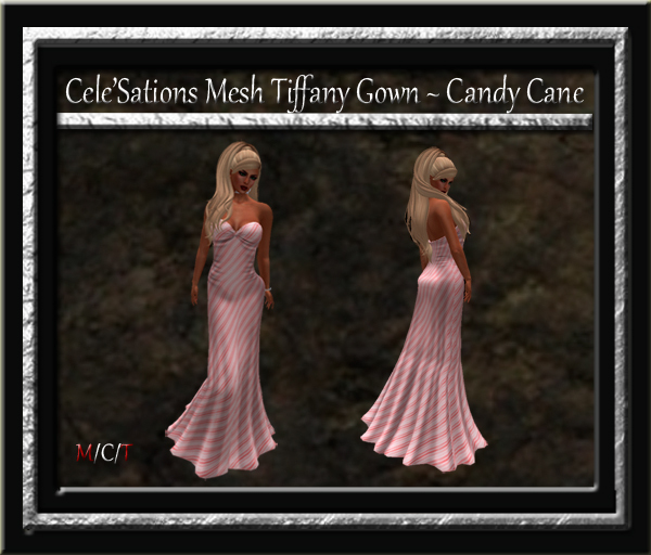 Cele'Sations Mesh Tiffany Gown ~ Candy Cane Pk