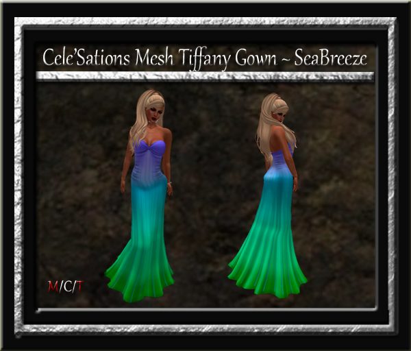 Cele'Sations Mesh Tiffany Gown ~ SeaBreeze  [ Maitreya Belleza TMP Eve Slink}