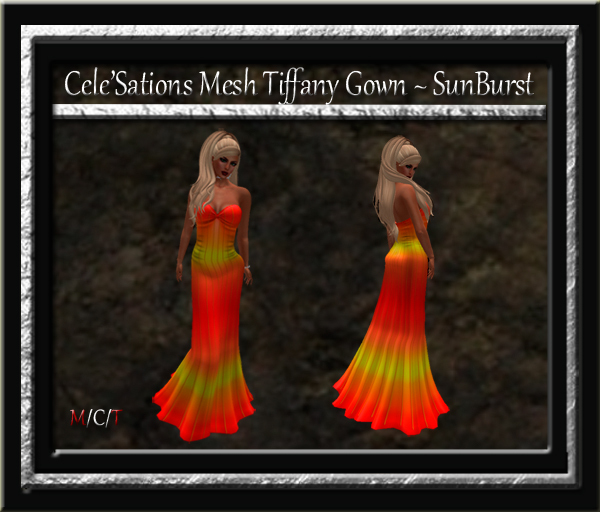 Cele'Sations Mesh Tiffany Gown ~ Sunburst Pk