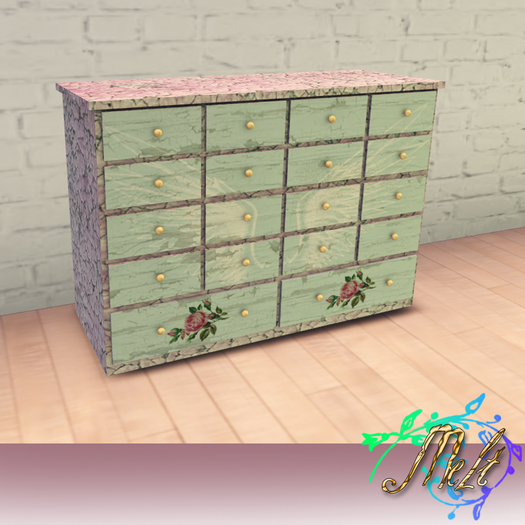 {Melt} Shabby Painted Dresser - Angel Roses