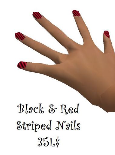 black & red stripe nails