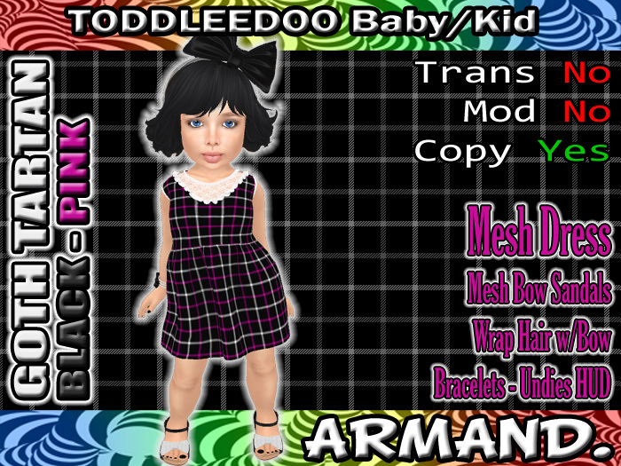 --ARMAND-- GOTH TARTAN - BLACK-PINK