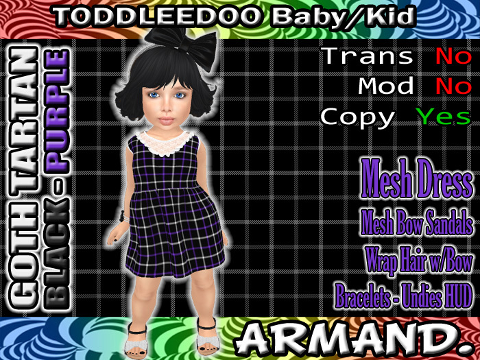 --ARMAND-- GOTH TARTAN - BLACK-PURPLE