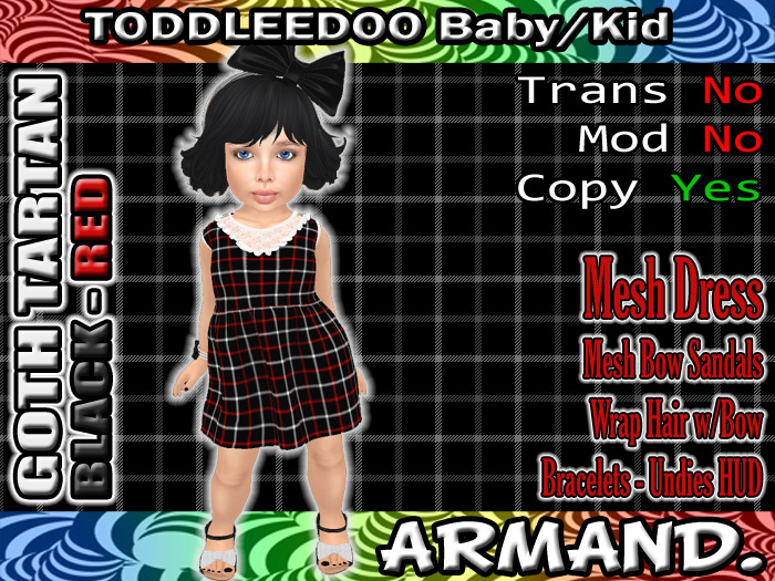 --ARMAND-- GOTH TARTAN - BLACK-RED