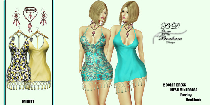 Braham Design  Miriti Yellow 2 Dress Mesh