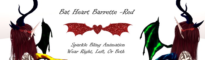 Bat Heart Barrette -Red