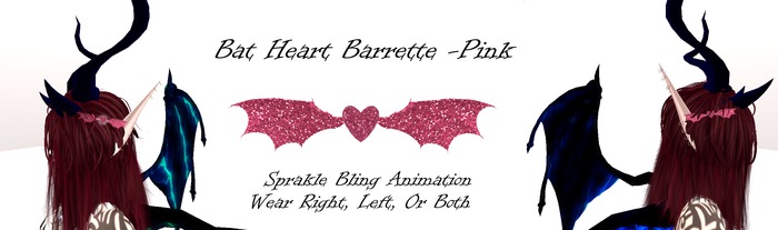 Bat Heart Barrette -Pink