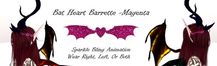 Bat Heart Barrette -Magenta