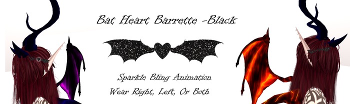 Bat Heart Barrette -Black