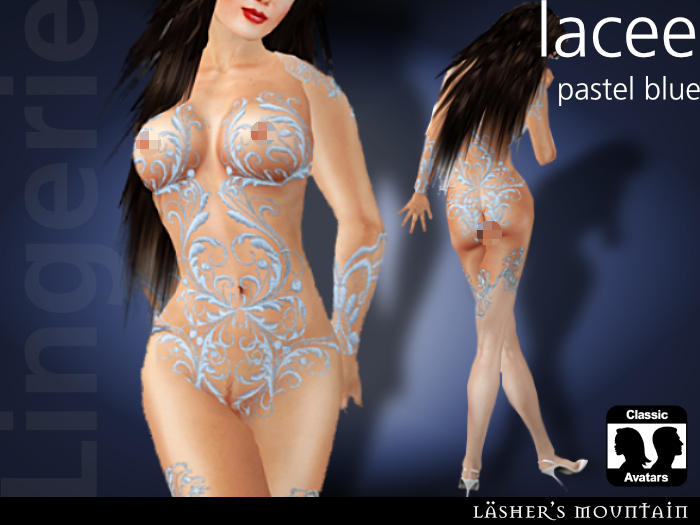 Pastel azul Lacee - burlesque denominado conjunto de lingerie bordado