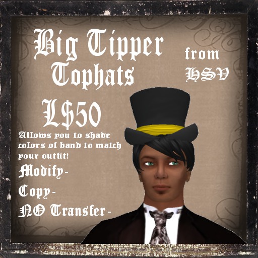 Victorian Top Hat - (gold band)