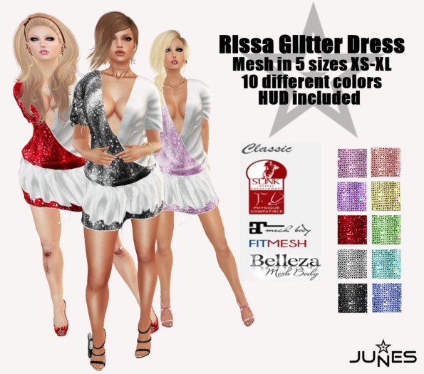 JUNES Rissa Glitter Dress with HUD