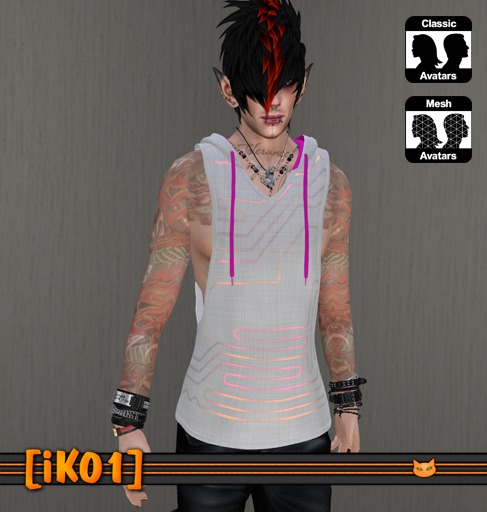 [iK01] Vest Hoodie Cybergoth - Pink - Classic/Slink/TMP Male