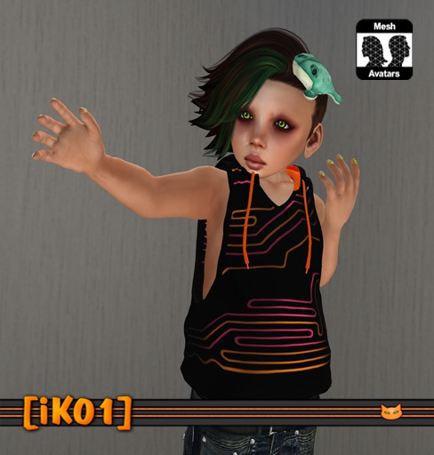 [iK01] Vest Hoodie Cybergoth - Orange - ToddleeDoo