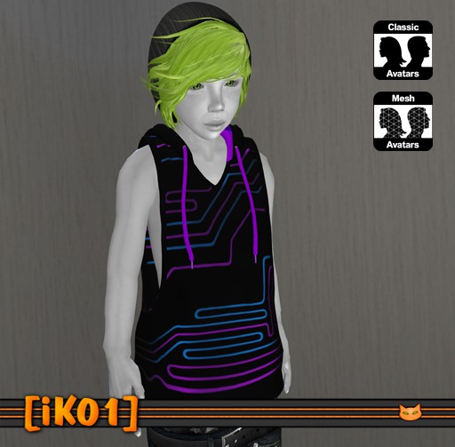 [iK01] Vest Hoodie Cybergoth - Purple - SMB/Kid