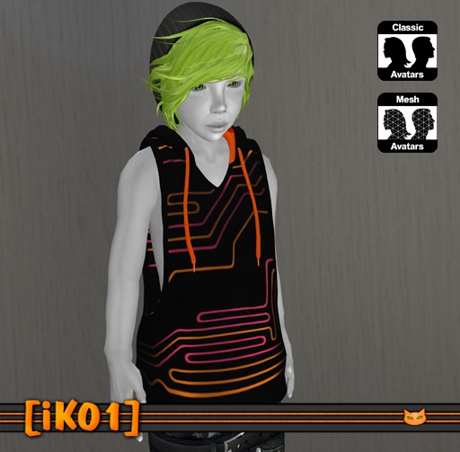 [iK01] Vest Hoodie Cybergoth - Orange - SMB/Kid