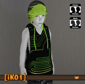 [iK01] Vest Hoodie Raver - Green - SMB/Kid