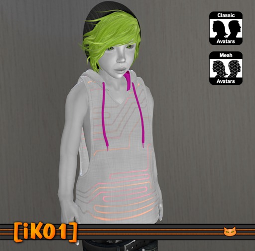 [iK01] Vest Hoodie Raver - Pink - SMB/Kid