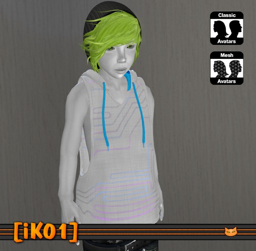 [iK01] Vest Hoodie Cybergoth - Blue - SMB/Kid