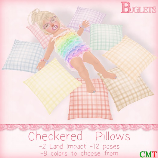 ~*Buglets*~ Checkered Pillow [Lilac]
