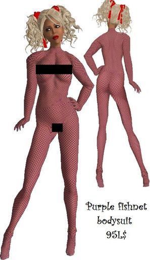 purple fishnet bodysuit
