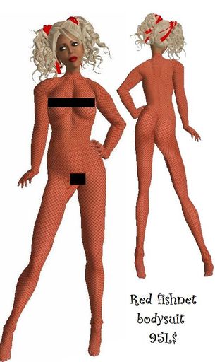red fishnet bodysuit