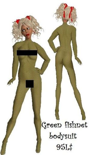 Green Fishnet bodysuit