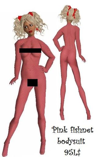 pink fishnet bodysuit