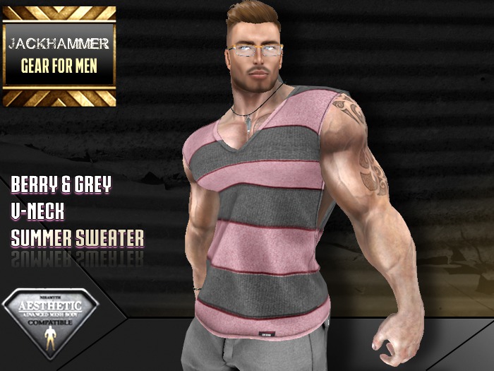 Package - Berry & Grey Block Stripe Summer Sweater