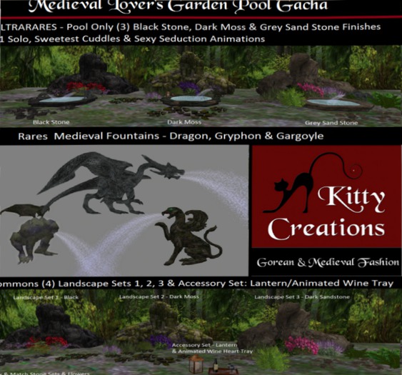 Medieval Lover's Fountain Gryphon - Kitty Creations RARE